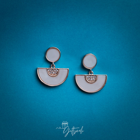Gold White Minimal Earring - GW -006